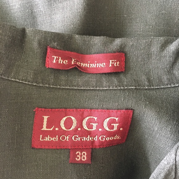 38 Linen Khaki Green Linen L/S Shirt - Picture 5 of 7